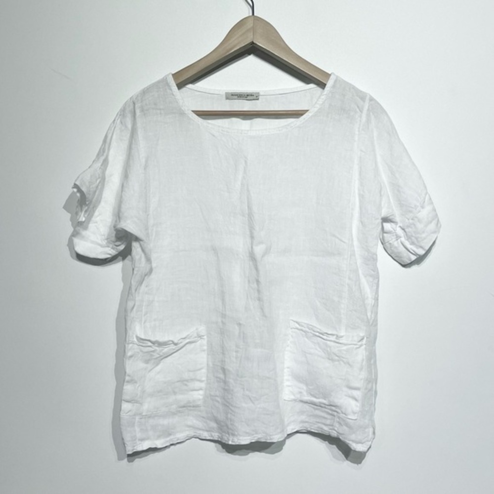 Italian Linen Tunic Top White 100% Linen White Francesca Bettini Top S